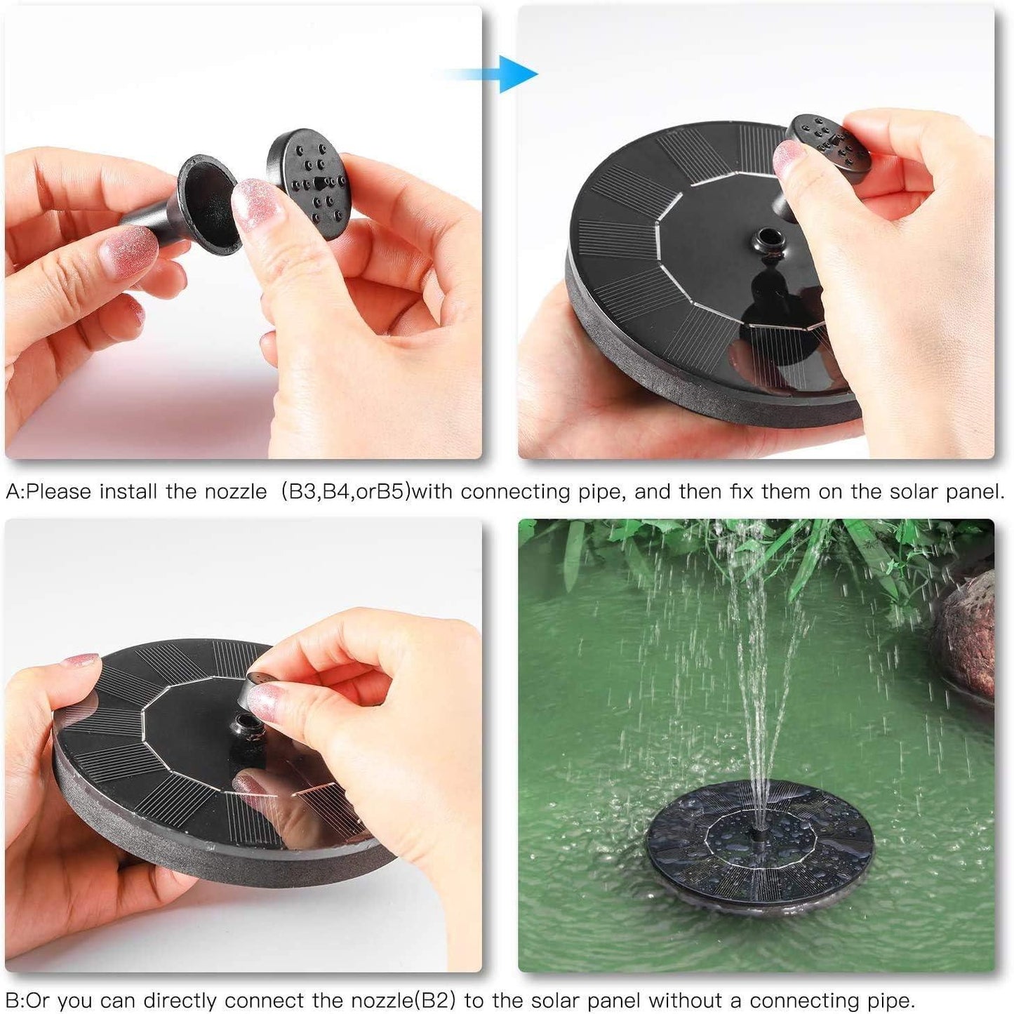 Solar Power Floating Water Fountain.